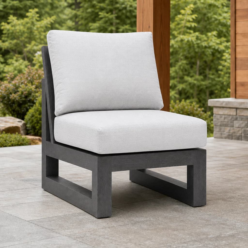 Ratana FN64353-C Milano armless sectional chair on a covered garden patio.