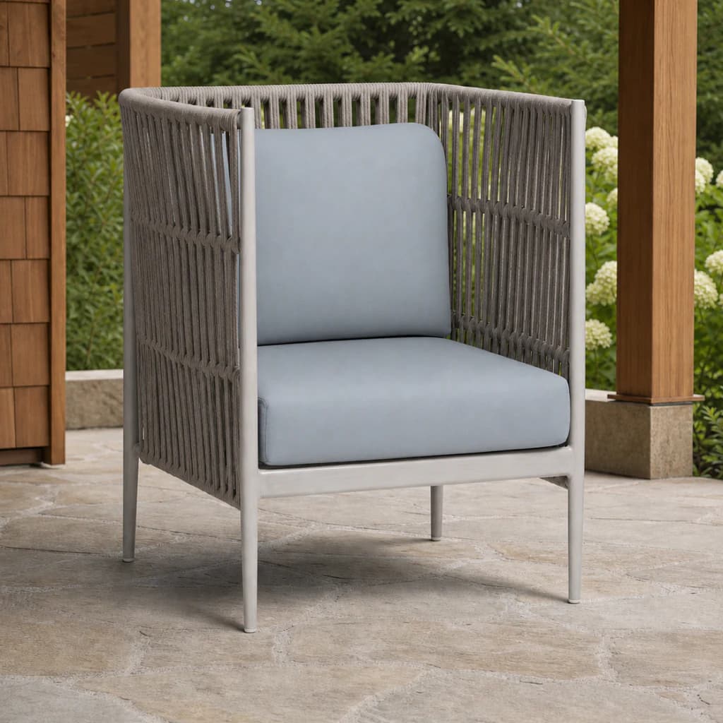 Ratana FN64785 Lineas highback chair on a covered garden patio.