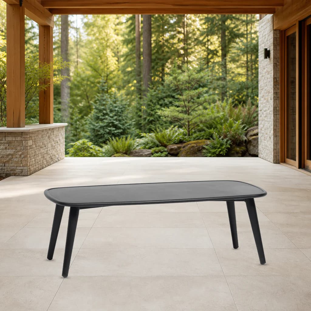 Ratana FN66304 Hamptons coffee table in graphite on a premium Pacific Northwest covered patio.