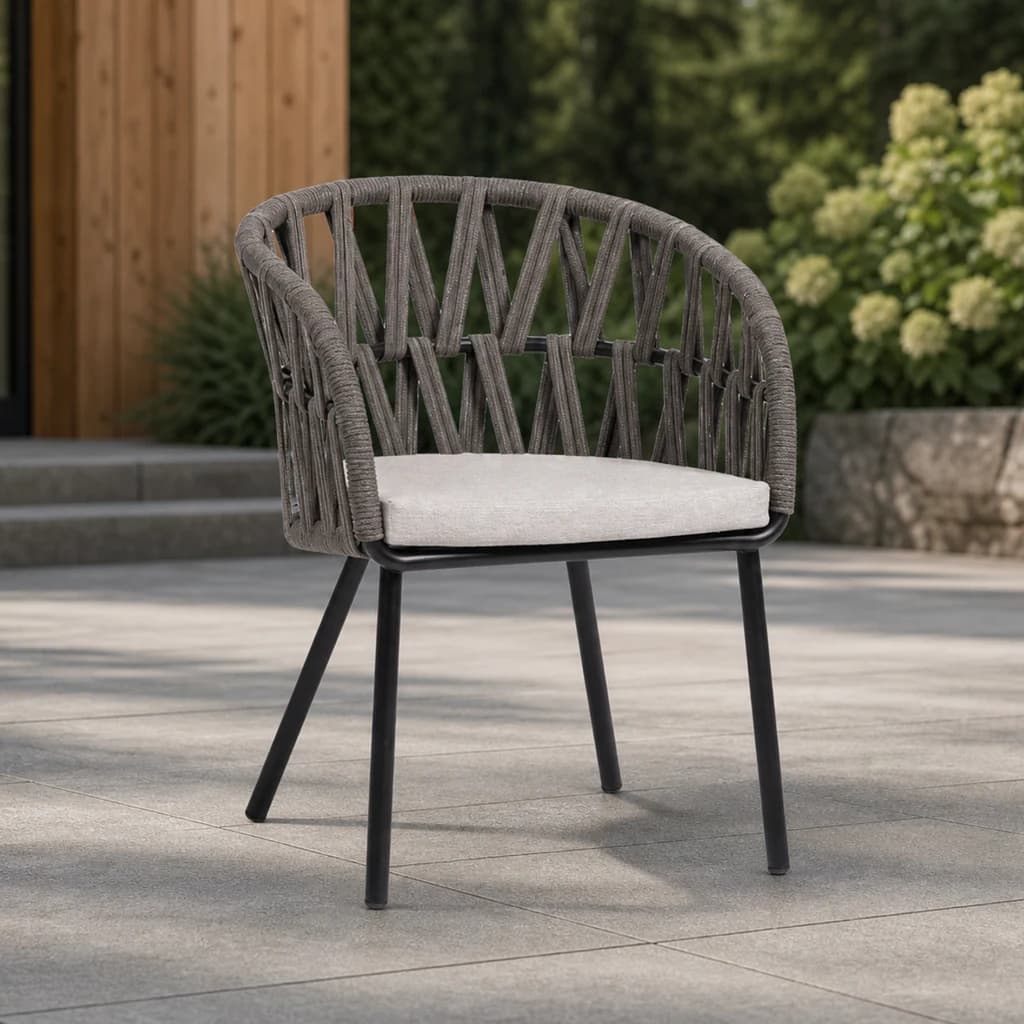 Ratana FN66312 Hamptons dining arm chair on a cedar garden patio.