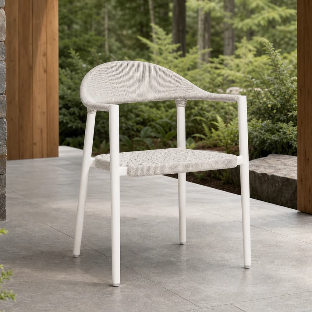 Ratana FN67412 Ballina dining arm chair on a premium Pacific Northwest terrace.