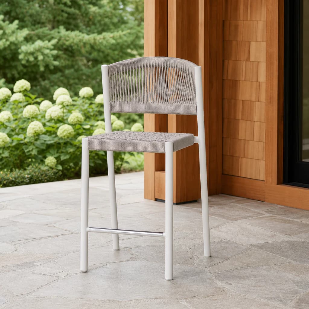 Ratana FN67540 Naples armless counter chair on a covered Pacific Northwest patio.