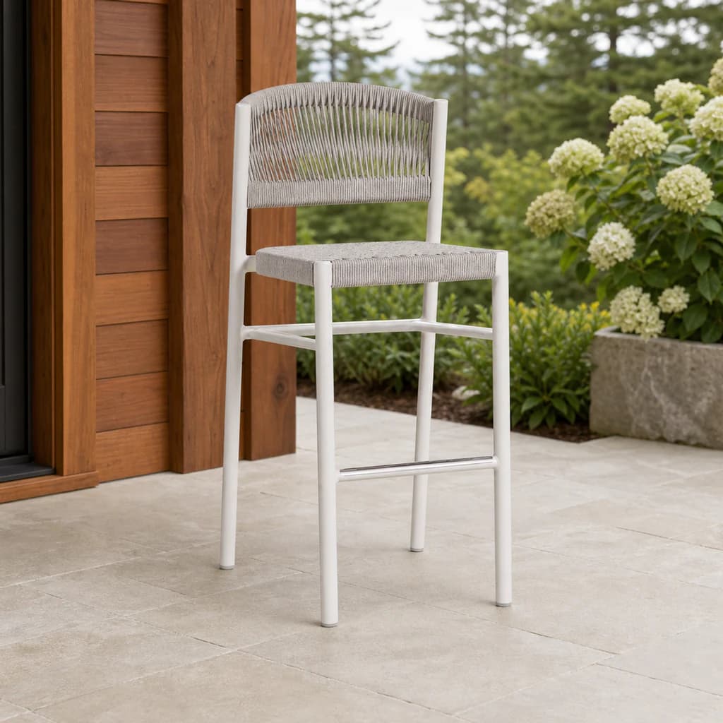 Ratana FN67541 Naples armless bar chair on a covered Pacific Northwest patio.