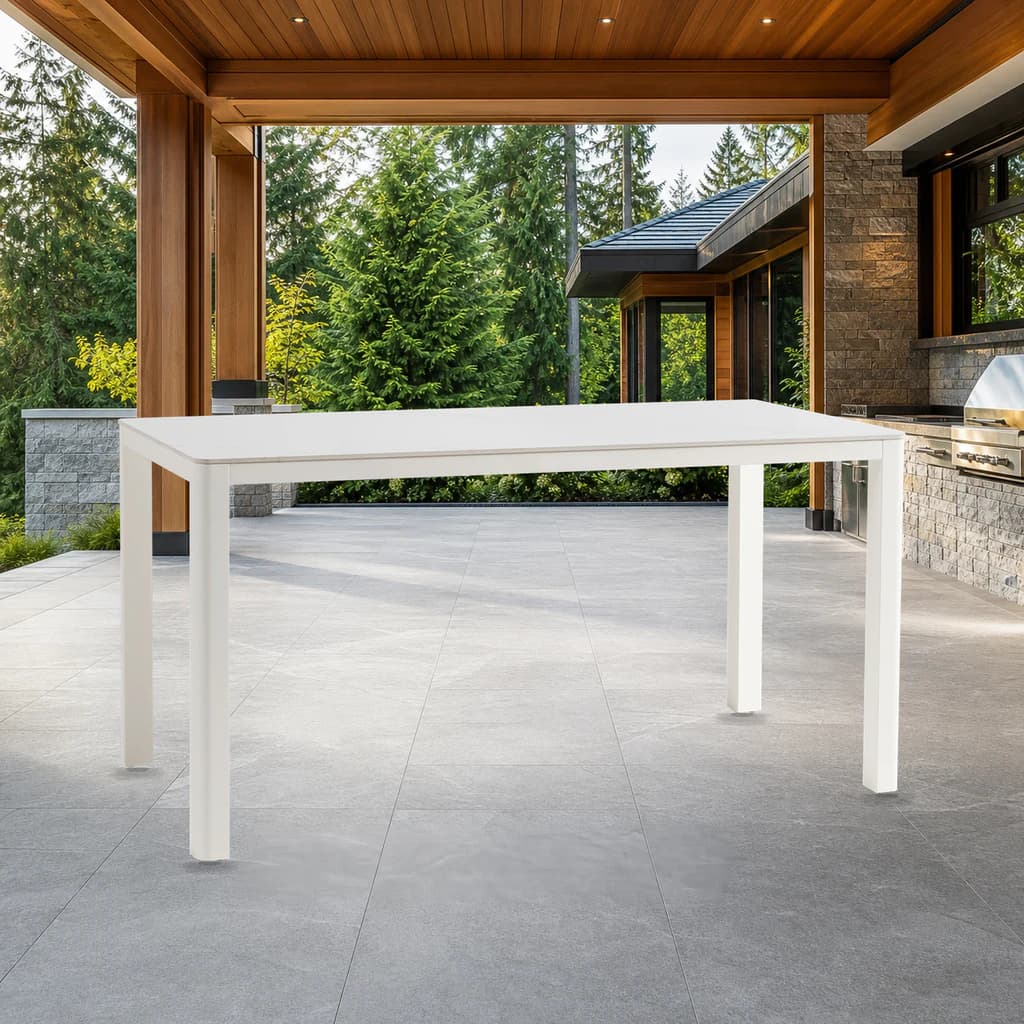 Ratana FN68376 Hampshire 71"x36" Rect Counter Table w/UH in a premium Pacific Northwest outdoor setting.
