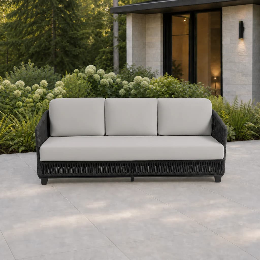 Ratana FN69003 Gemelli sofa on a Pacific Northwest garden patio.