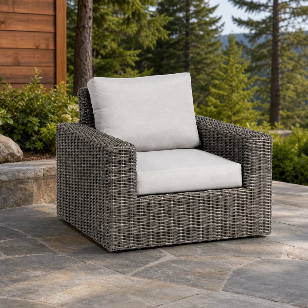 Ratana FN69201 Mission Hill club chair on a premium Pacific Northwest garden patio.