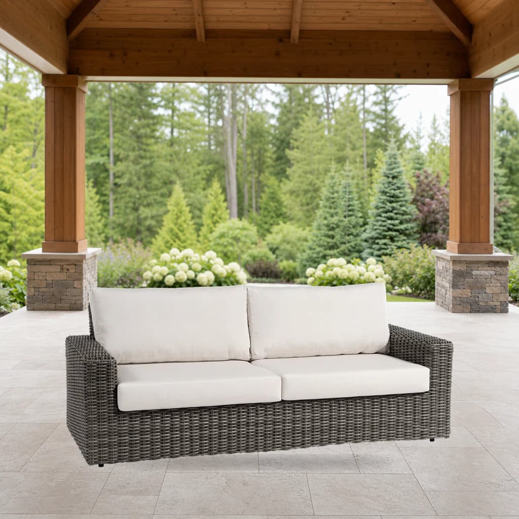 Ratana FN69203 Mission Hill 2.5-seater sofa on a premium Pacific Northwest covered patio.