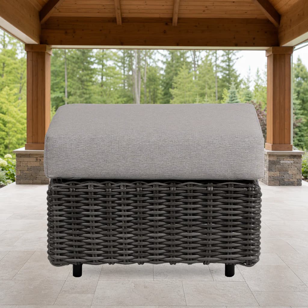 Ratana FN69216 Mission Hill ottoman on a premium Pacific Northwest covered patio.