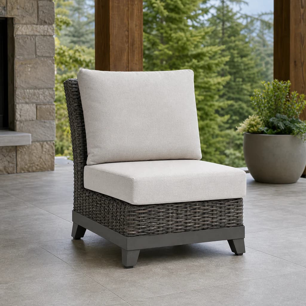 Ratana FN69353-C Coconut Grove armless sectional chair module on a premium covered patio.