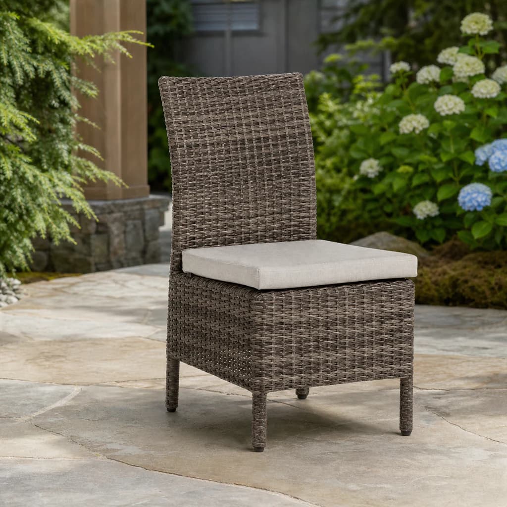 Ratana FN71211 Coral Gables dining side chair on a hydrangea stone patio.