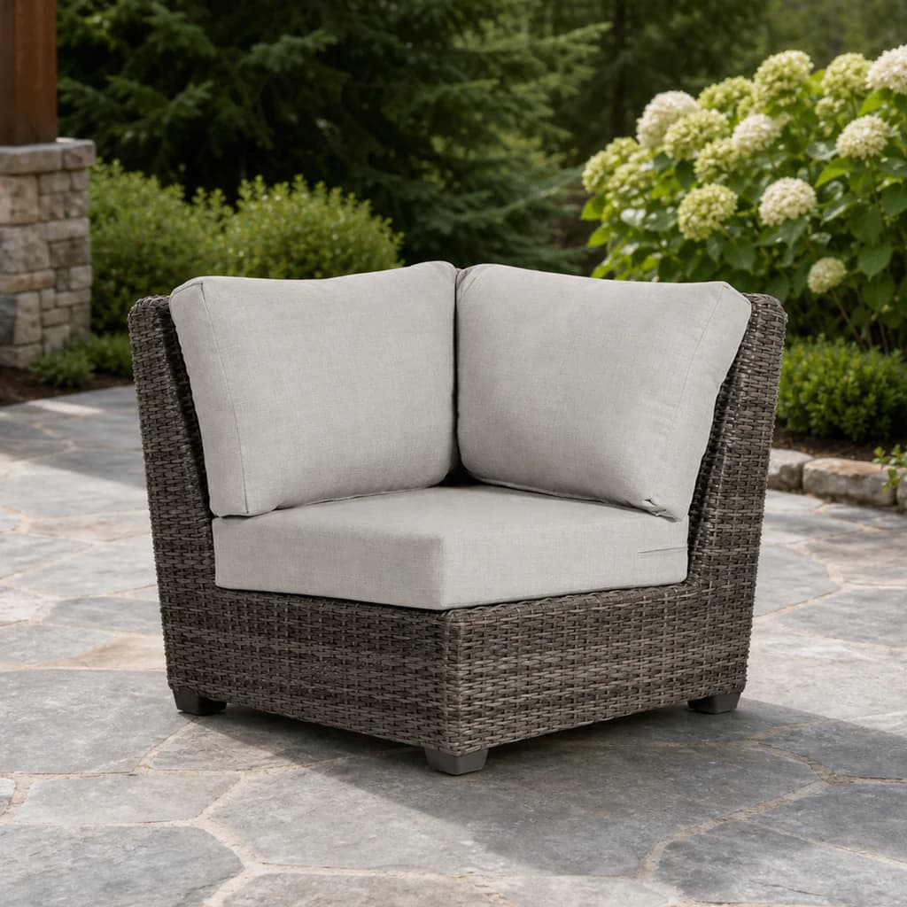 Ratana FN71253-N Coral Gables corner module on an evergreen stone patio.