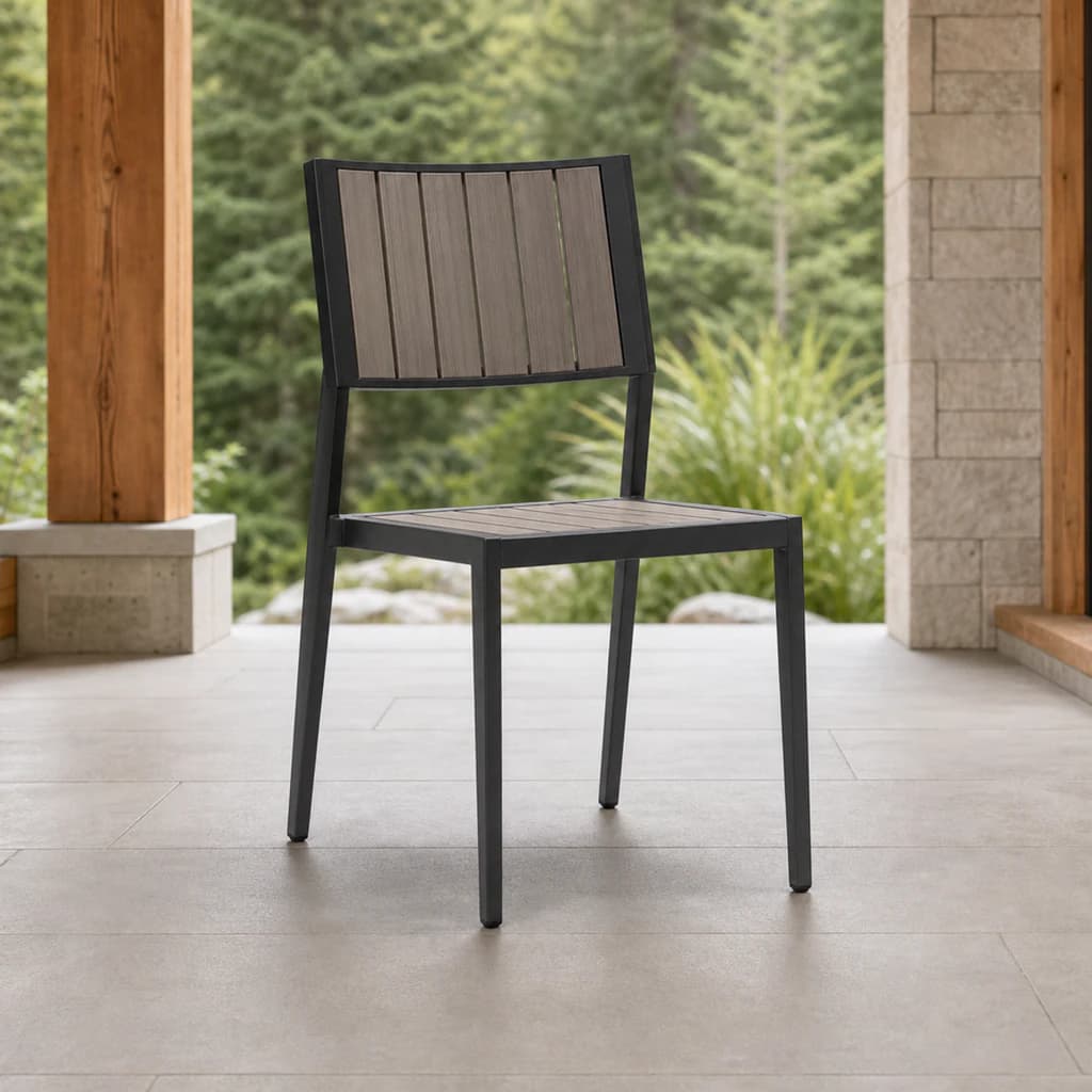 Ratana FN72511 Avignon armless dining side chair on a premium covered garden patio.