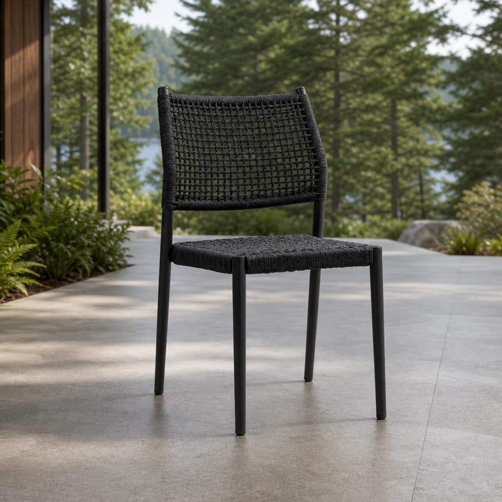 Ratana FN73411 Las Colinas armless dining side chair on a premium covered patio.