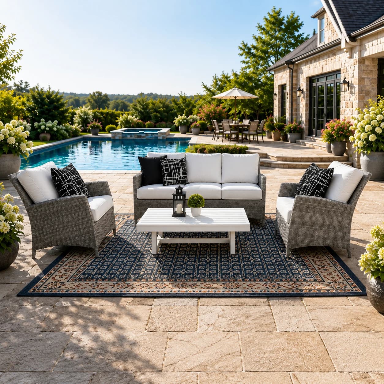 Ratana Palm Harbor three-piece set beside a landscaped pool