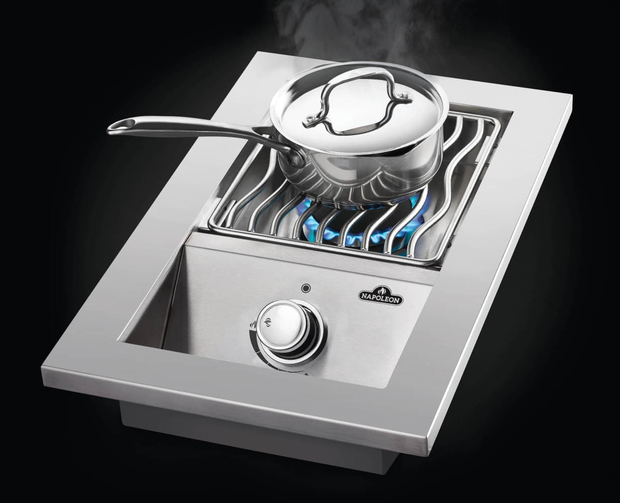 Built-in 500 Series Single Range Top Burner, Stainless Steel Cover dimensions
