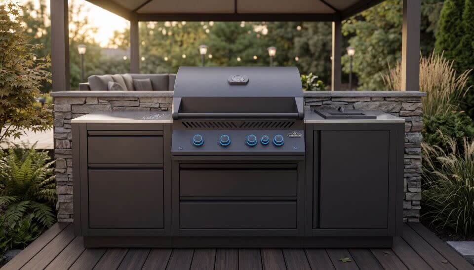 OASIS® Outdoor Kitchen Kit, Matte Black, Natural Gas, Series 32 with Stainless Steel Countertops dimensions